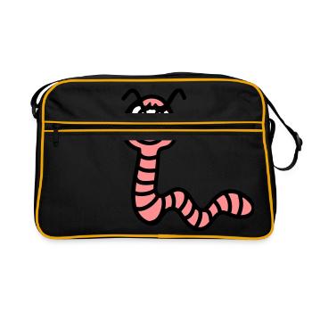 frecher Regenwurm - Retro Tasche - Schwarz/Gold - Vorne