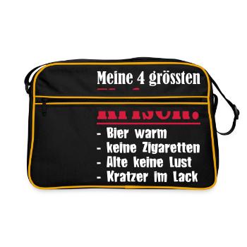 Meine vier grössten Krisen - Retro Tasche - Schwarz/Gold - Vorne