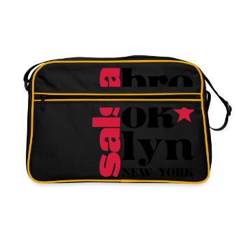 Salsa brooklyn NY - Salsa Dance Shirt - Retro Tasche - Schwarz/Gold - Vorne