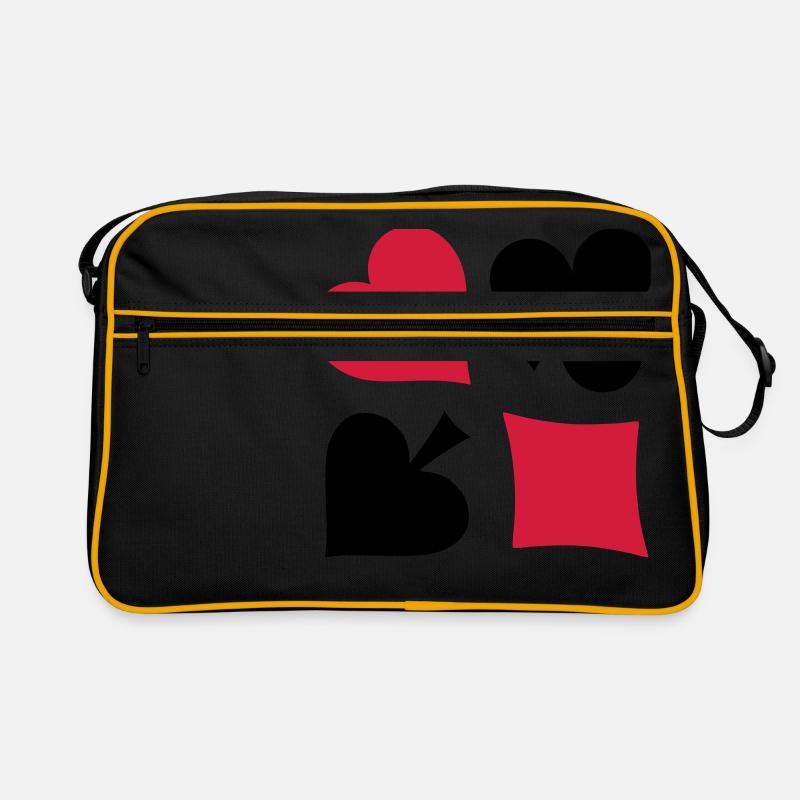 Herz Karo Kreuz Piek Poker Skat Karten - Retro Tasche - Schwarz/Gold