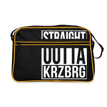 Straight outta krzbrg Kreuzberg Berlin Hip Hop Rap - Retro Tasche - Schwarz/Gold - Vorne