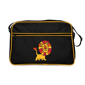 Gentle Cartoon Lion by Cheerful Madness!! - Retro Bag - black/gold - Front