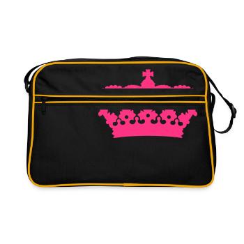 Crown King Queen Prinz Princess Royal pink - Retro Bag - black/gold - Front