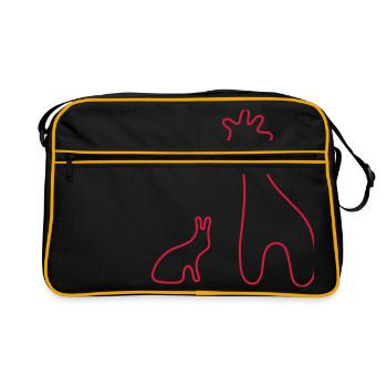 giraffe hare best friends - Retro Tasche - Schwarz/Gold - Vorne