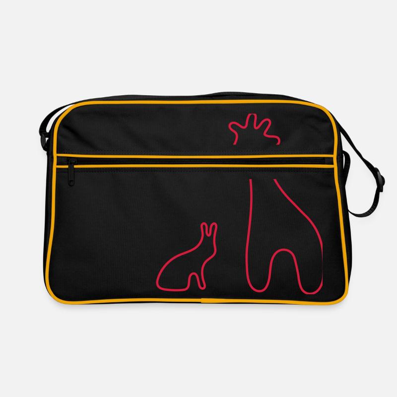 giraffe hare best friends - Sac Retro - noir/or
