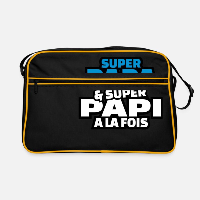 super papa et super papy à la fois - Sac Retro - noir/or