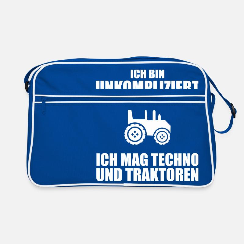 Ich bin unkompliziert ich mag Techno und Traktoren Retro Tasche