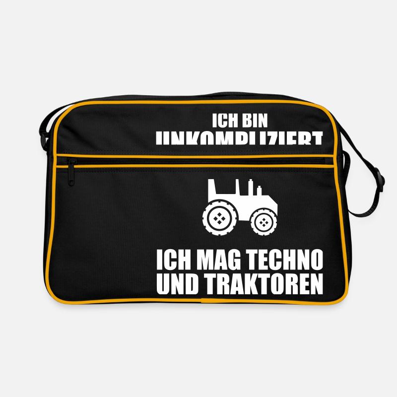 Ich bin unkompliziert ich mag Techno und Traktoren Retro Tasche