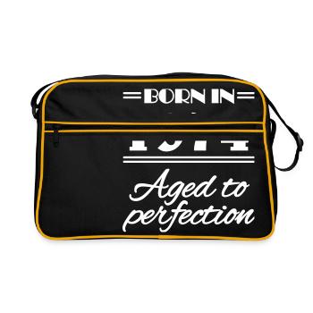 Born in 1974 Aged to perfection - Retro Tasche - Schwarz/Gold - Vorne