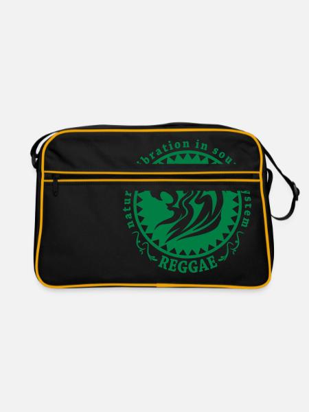 natural vibration in sound system reggae - Sac Retro - noir/or - Devant