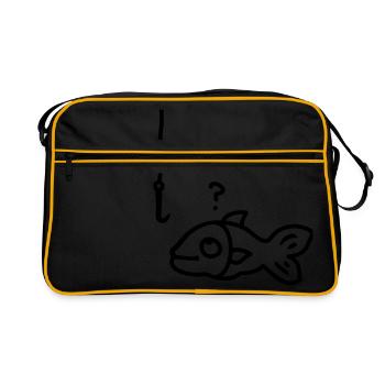 Fish fish hook - line - Retro Bag - black/gold - Front