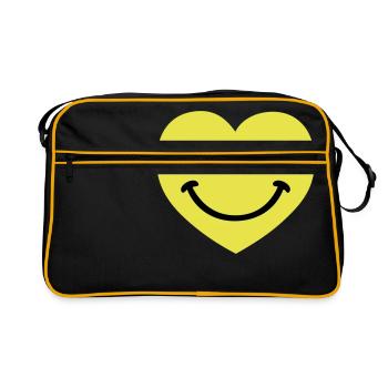 smiley smiling heart - Retro Tasche - Schwarz/Gold - Vorne