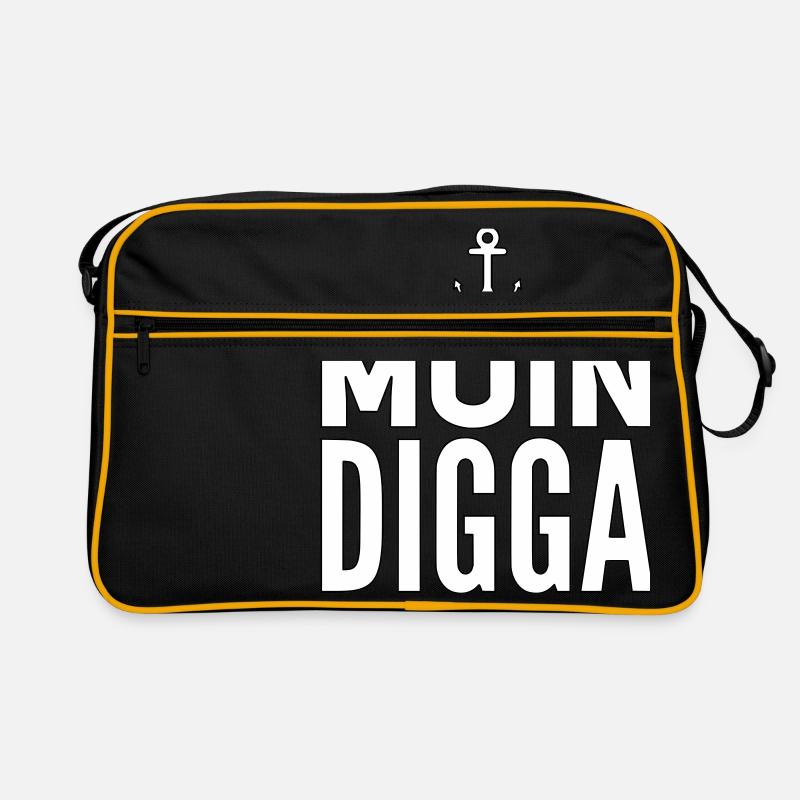 Moin Digga Hamburg - Retro Tasche - Schwarz/Gold