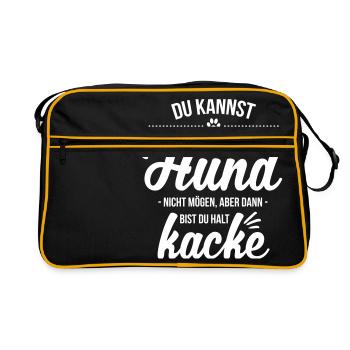 Hund nicht mögen = kacke - Retro Tasche - Schwarz/Gold - Vorne