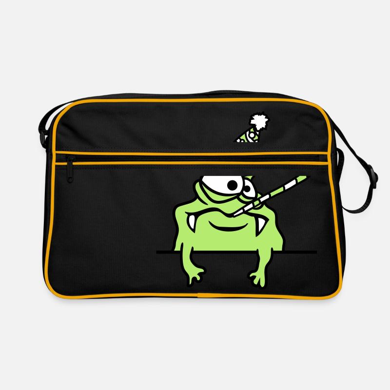 text rahmen schreiben mauer geburtstag alleine ein - Retro Tasche - Schwarz/Gold