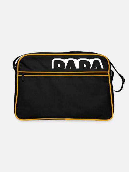 PAPA Shirt // Überraschung für Papa // schwanger - Retro Tasche - Schwarz/Gold - Vorne