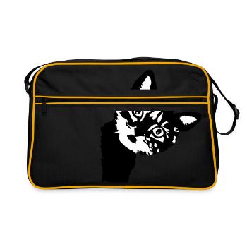 Cat, cute kitten - 2 colors - Sac Retro - noir/or - Devant