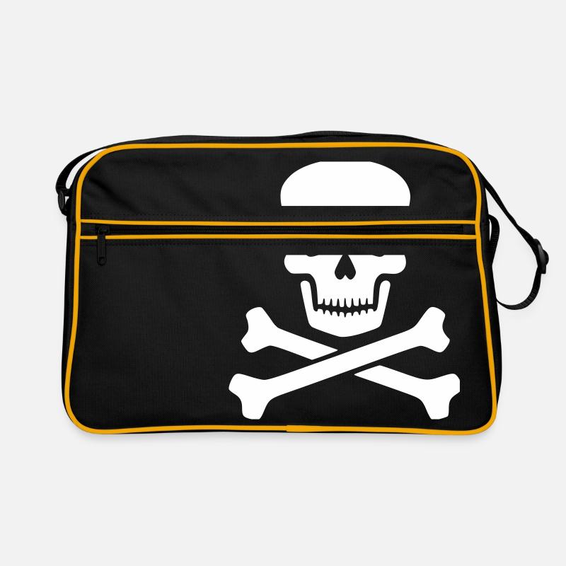 Totenkopf weiß Geschenk Geschenkidee - Retro Tasche - Schwarz/Gold