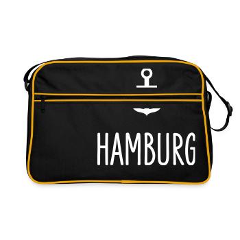 Hamburg Anker - Retro Tasche - Schwarz/Gold - Vorne