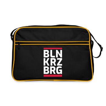 Berlin Kreuzberg Logo Design rot/weis - Retro Tasche - Schwarz/Gold - Vorne