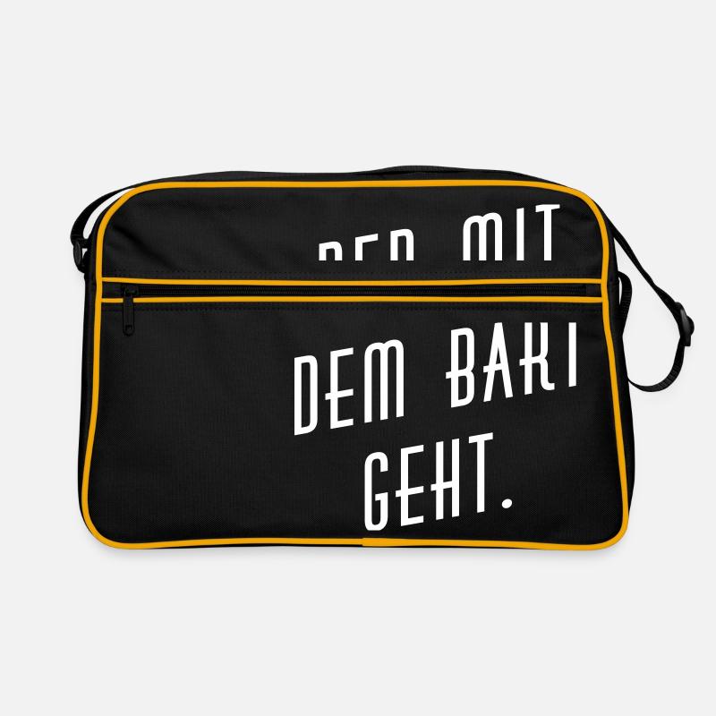 Der mit dem Bart geht. - Retro Tasche - Schwarz/Gold