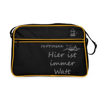 Nordsee - Retro Tasche - Schwarz/Gold - Vorne