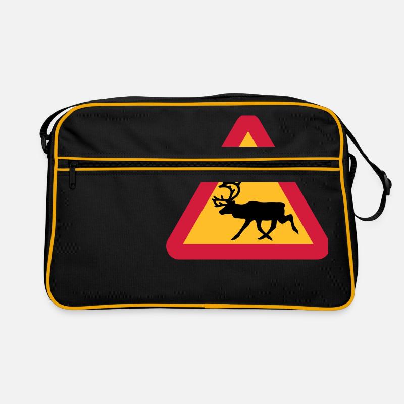 Rentier Warnschild - Retro Tasche - Schwarz/Gold