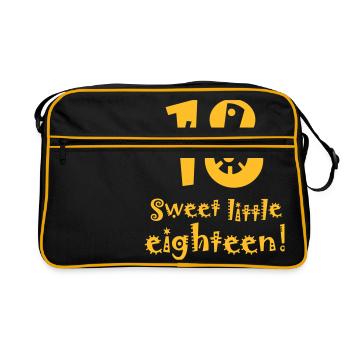 18. Geburtstag sweet little eighteen volljährig 18 - Retro Tasche - Schwarz/Gold - Vorne