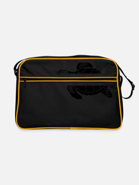 Schildkröte - Retro Tasche - Schwarz/Gold