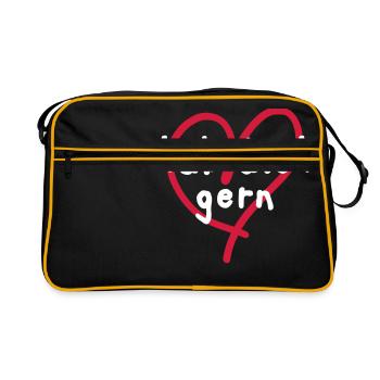 hab dich gern Herz hab dich lieb Freundschaft - Retro Tasche - Schwarz/Gold - Vorne