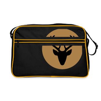 Traditional Christmas motive HIrschkopf / Dirndl - Retro Bag - black/gold - Front