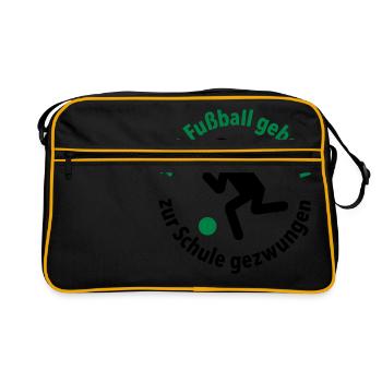 zum Fußball geboren, zur Schule gezwungen Torjäger - Retro Tasche - Schwarz/Gold - Vorne
