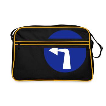 links abbiegen Schild Verkehr Geschenk Auto Idee - Retro Tasche - Schwarz/Gold - Vorne