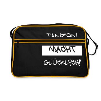 Tanzen macht Glücklich - Für Tänzer - Retro Tasche - Schwarz/Gold - Vorne
