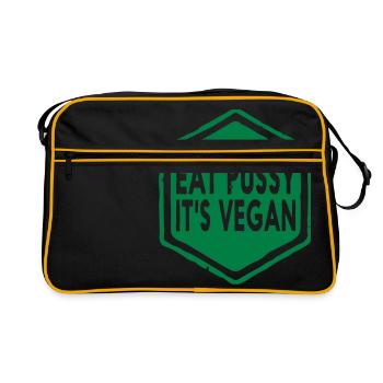 EAT PUSSY IT'S VEGAN - Sac Retro - noir/or - Devant