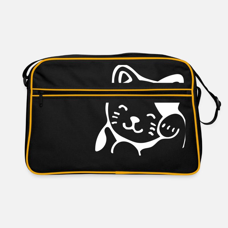 Glückliche Katze - Retro Tasche - Schwarz/Gold