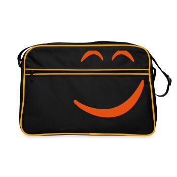 Smiley ohne Kopf - Retro Tasche - Schwarz/Gold - Vorne