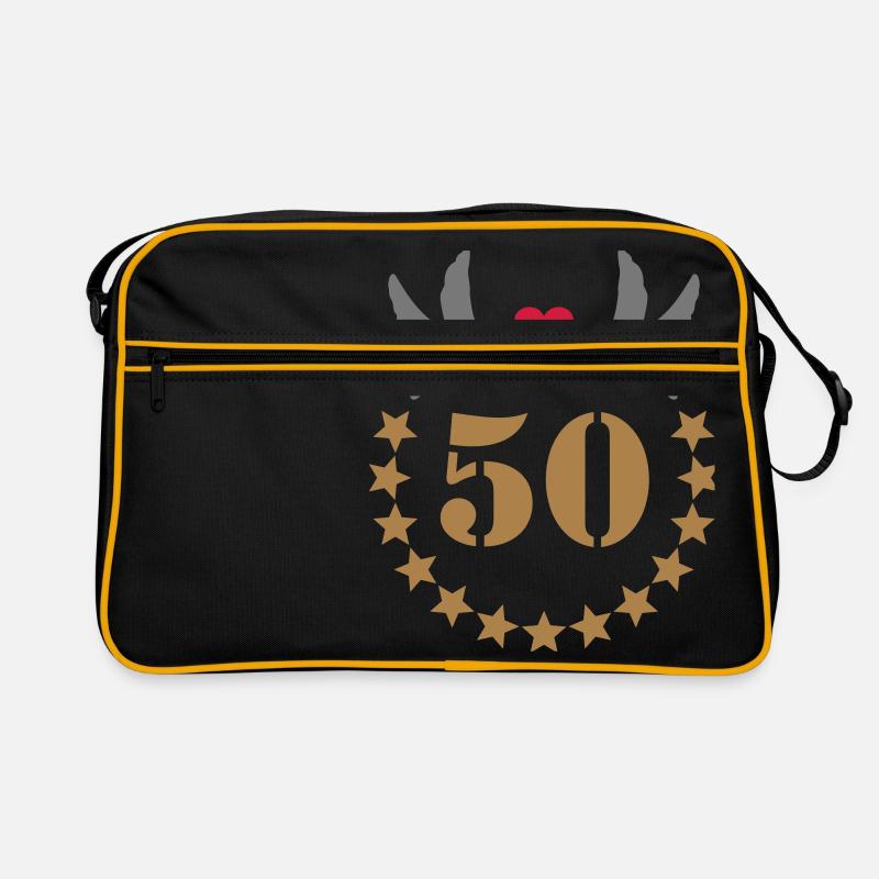 50e Anniversaire de mariage 50 ans cinquante - Sac Retro - noir/or
