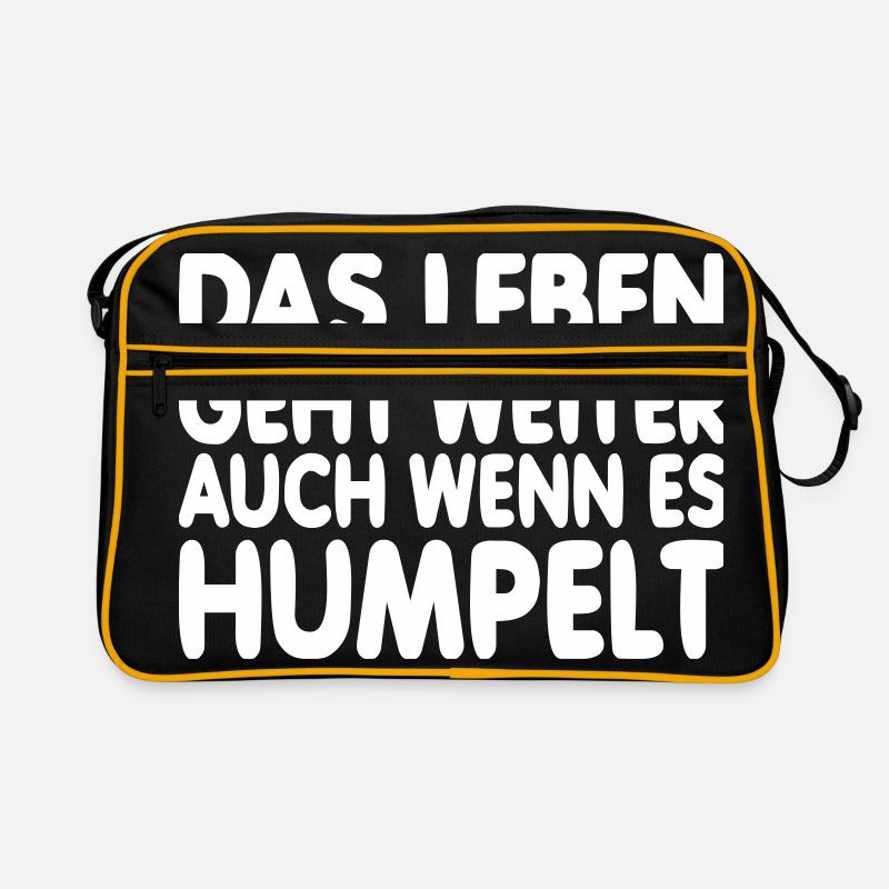 Das Leben Geht Weiter Auch Wenn Es Humpelt - Retro Tasche - Schwarz/Gold