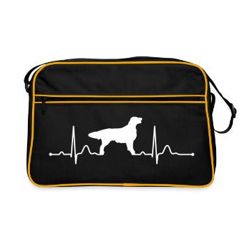 FLAT COATED RETRIEVER heartbeat Herzschlag - Retro Tasche - Schwarz/Gold - Vorne