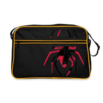 logo rouge araignée craquelures horreur dégoûtant - Sac Retro - noir/or - Devant
