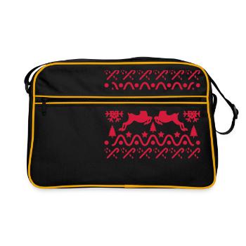 weihnachten - Retro Tasche - Schwarz/Gold - Vorne