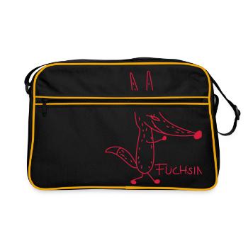 Schlaue Füchsin (a) - Retro Tasche - Schwarz/Gold - Vorne