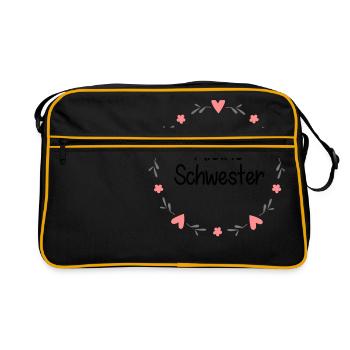 Kleine Schwester - Retro Tasche - Schwarz/Gold - Vorne