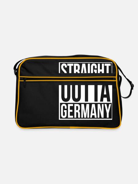 Straight Outta Germany Hip Hop Rap Statement - Retro Tasche - Schwarz/Gold - Vorne