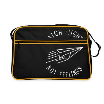 catch flights not feelings - Retro Tasche - Schwarz/Gold - Vorne