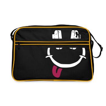 Casque d'écoute - smiley - langue - Sac Retro - noir/or - Devant