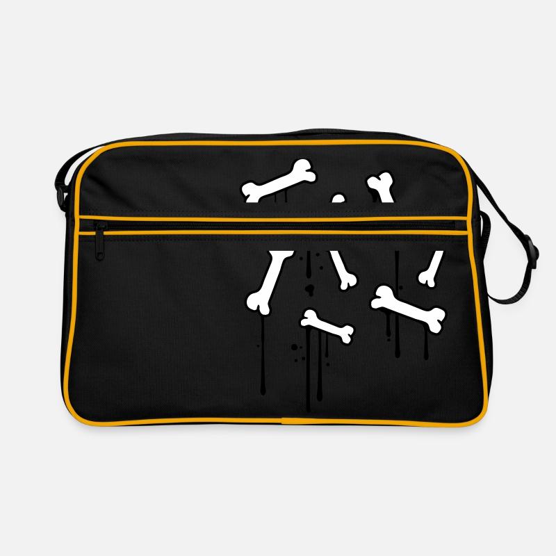 graffiti drops bones pattern dead many skeleton - Retro Bag - black/gold