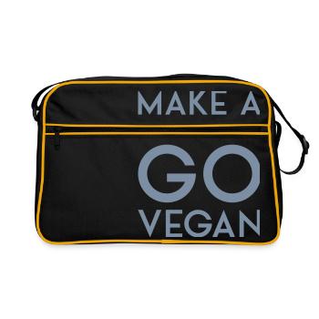 MAKE A DIFFERENCE GO VEGAN - Retro Bag - black/gold - Front