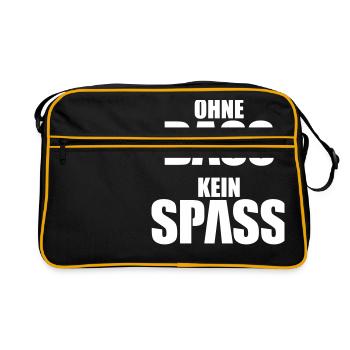 Ohne Bass Kein Spass Electronic Music Festival Fun - Retro Tasche - Schwarz/Gold - Vorne